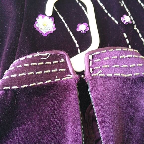 Vintage Kevin T Elegant Purple Large Maxi Dress Embellishments Special Event - Picture 7 of 14